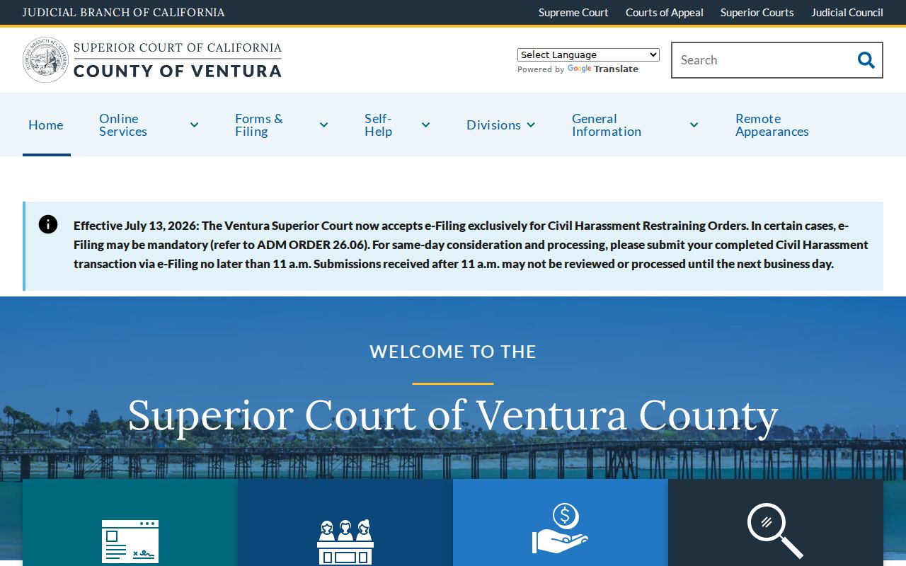 Ventura Superior Court official homepage