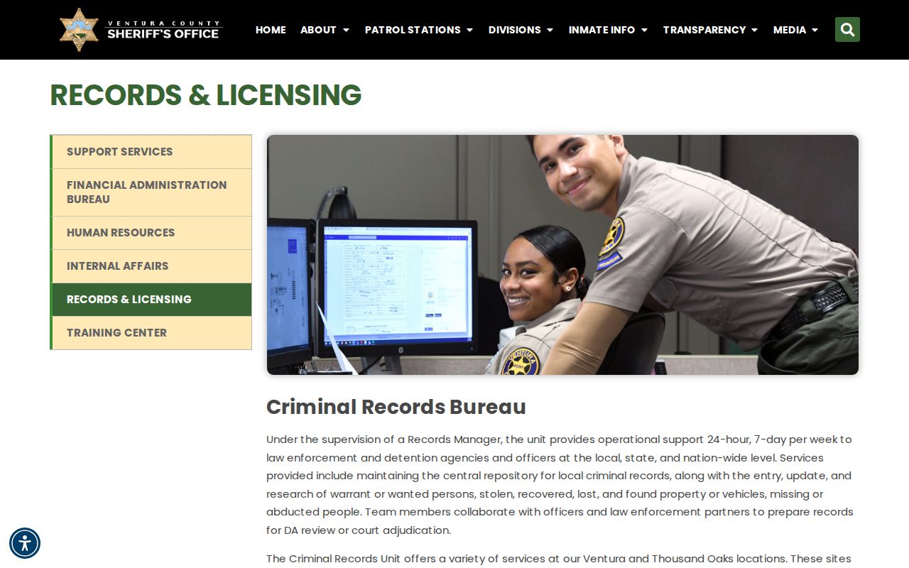 Ventura County arrest records Sheriff Records and Licensing