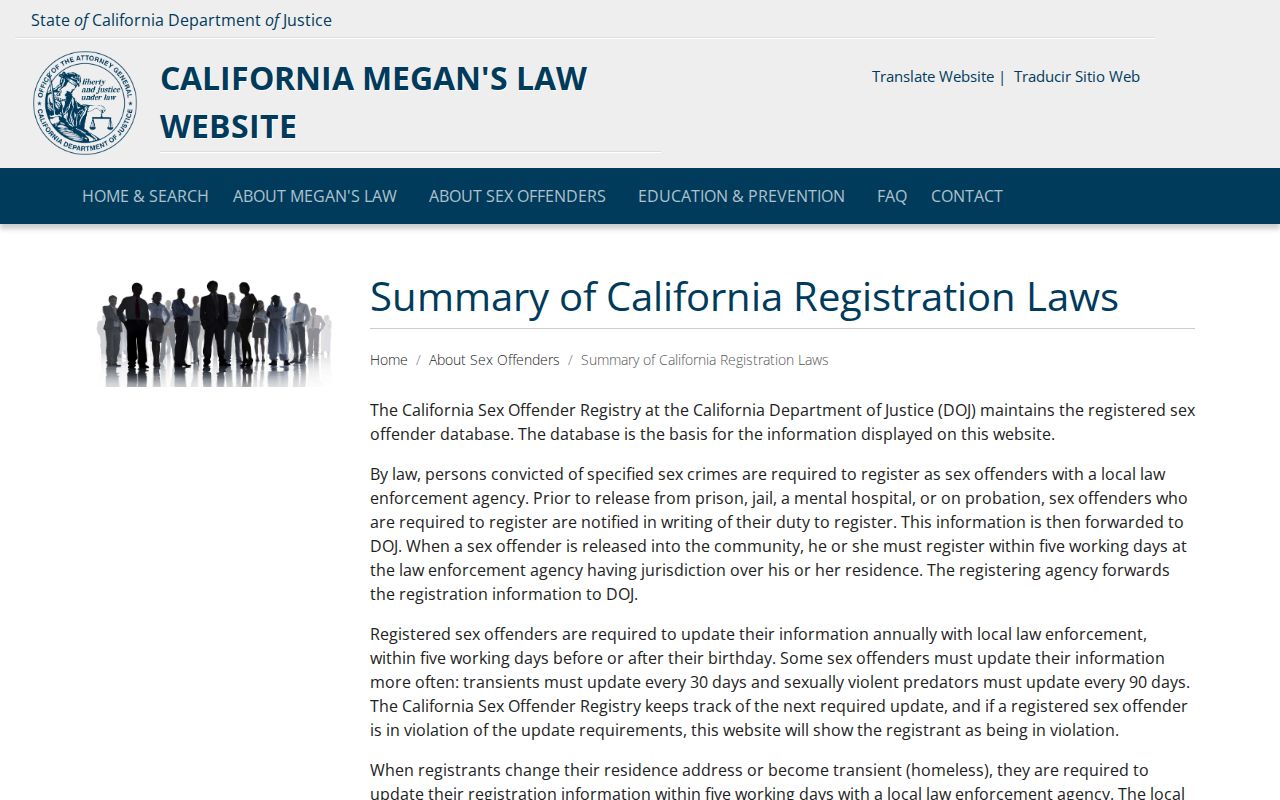 California registration laws affecting Ventura County registry profiles