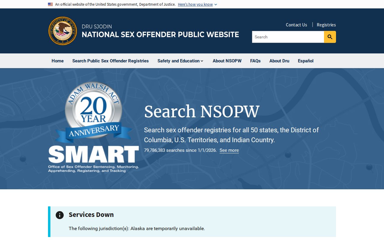 National Sex Offender Public Website search layer for Ventura County residents