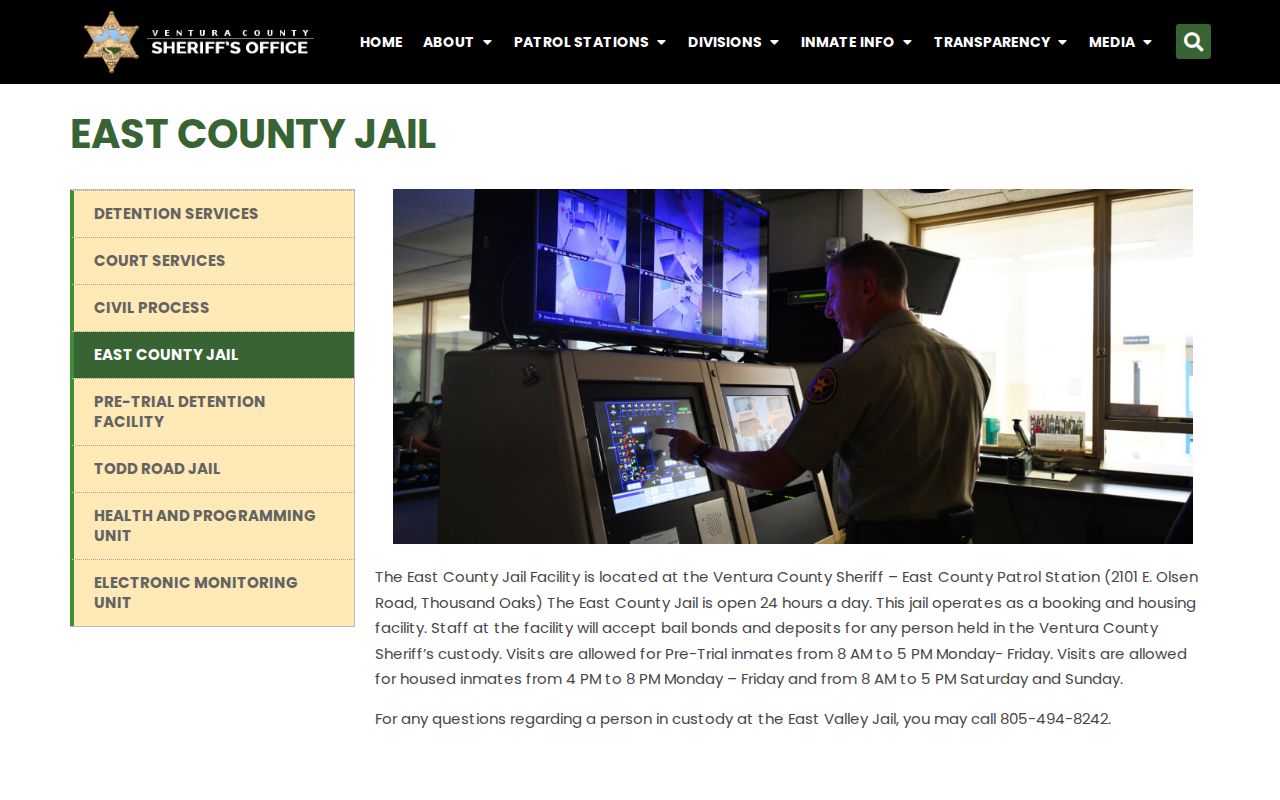 Ventura County arrest lookup East County Jail
