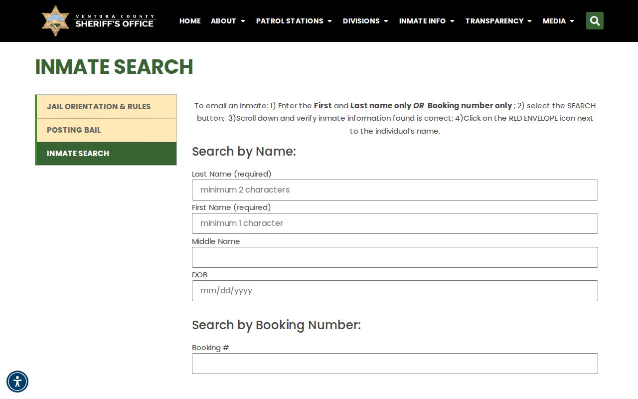Ventura County arrest lookup Sheriff inmate search